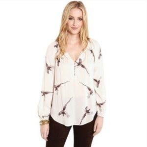 Karen Kane Long Sleeve Peasant Bird Blouse
